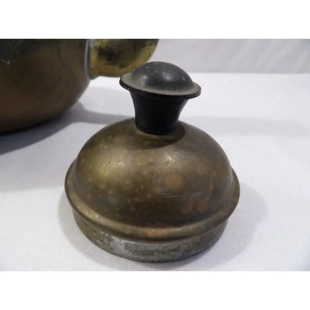 Vintage brass teapot, metal tea kettle, Made in India